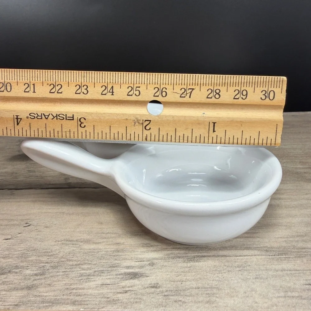 Revol France White Porcelain Single Handle‎ Ramekins Set of 2 Individual Dishes